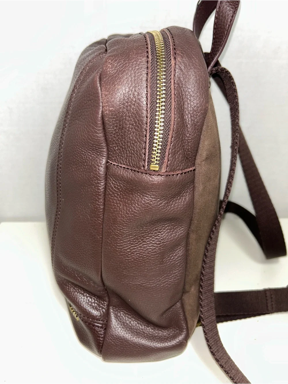 The Sak De Young Brown Pebbled Leather Zip Backpack